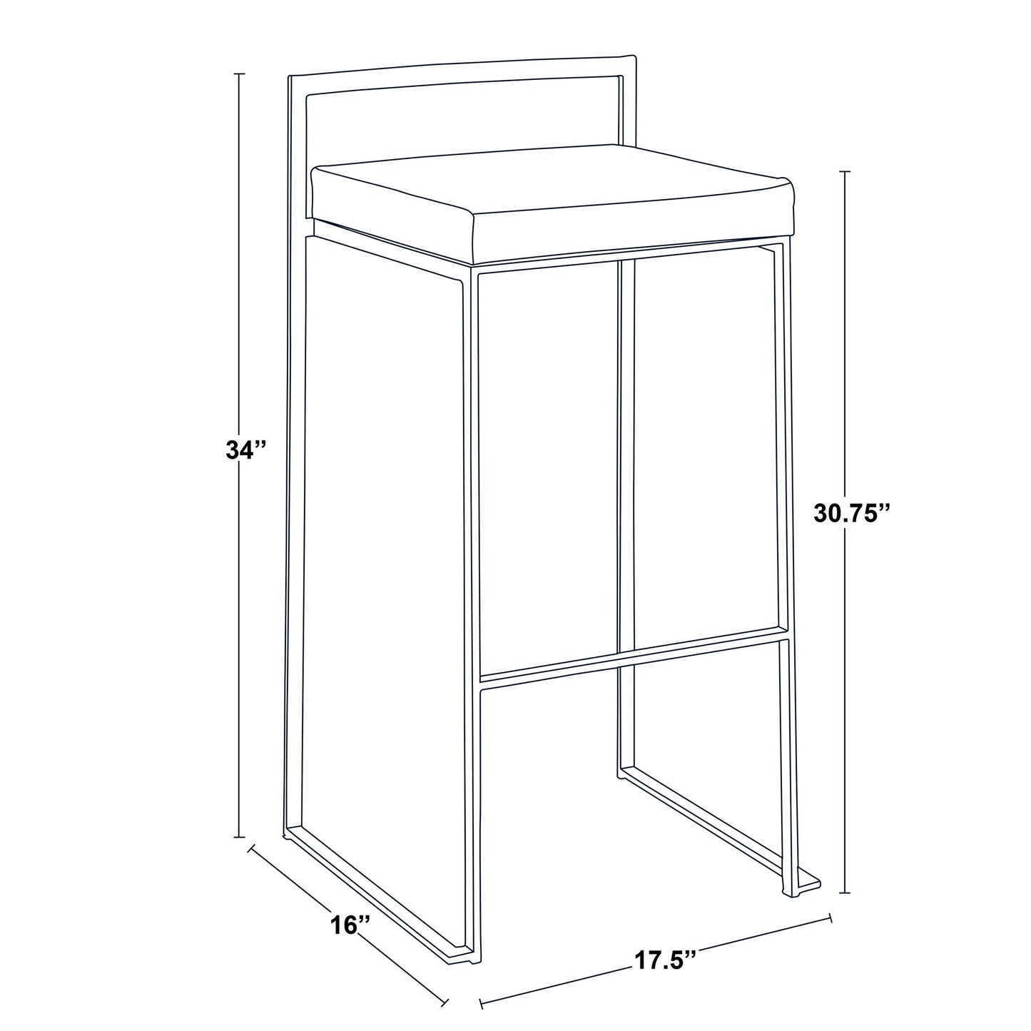Fuji - Contemporary / Glam & Quality Construction Barstool