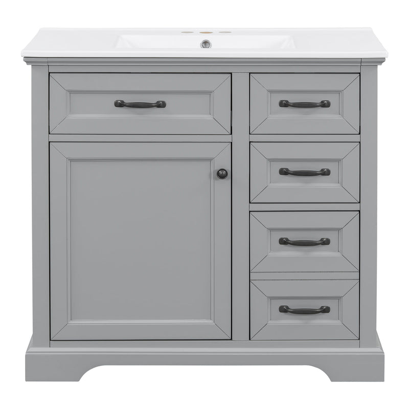 36" Bathroom Vanity With Sink, 2 Tip-Out Drawers, Soft Close Hinges