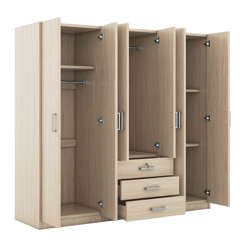 6 Doors Wardrobe Storage For Bedroom, With Big Drawers