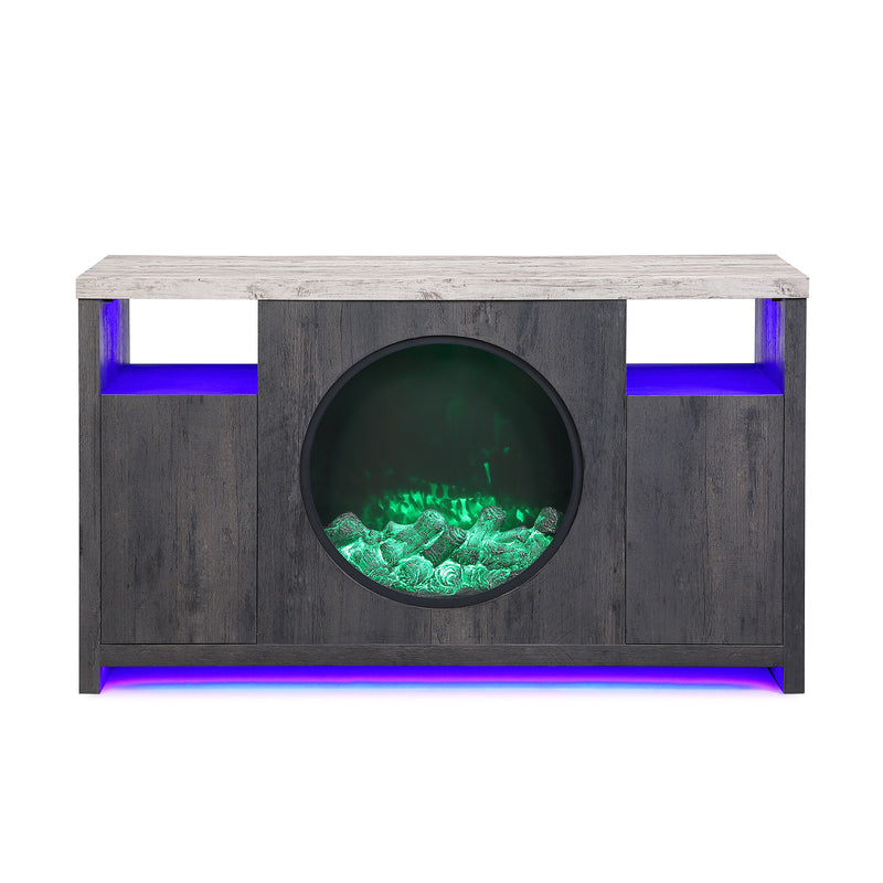 Nancy - Entertainment Unit With Bluetooth Speaker And LED Lighting - Gray