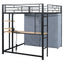 Loft Bed With Desk, Shelves, Power Outlet, LED Light And Wardrobe