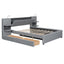 Upholstered Platform Bed With Reading Lights, Drawers, Trundle And Shelves