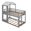 Bunk Bed Wood Bed & Roof, Window, Guardrail, Ladder