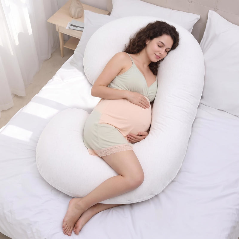 C - Shape Pregnancy Body Pillow With Soft Cover For Back - White
