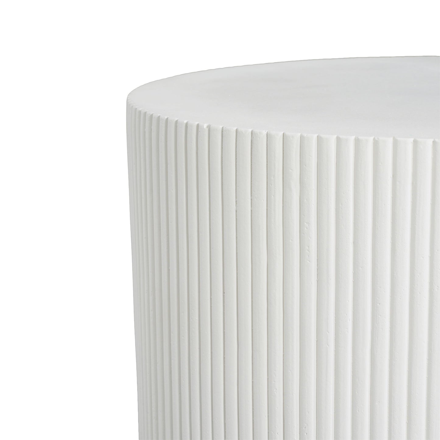 Handmade Side Table With Ribbed Design For Indoor And Outdoor Use - White