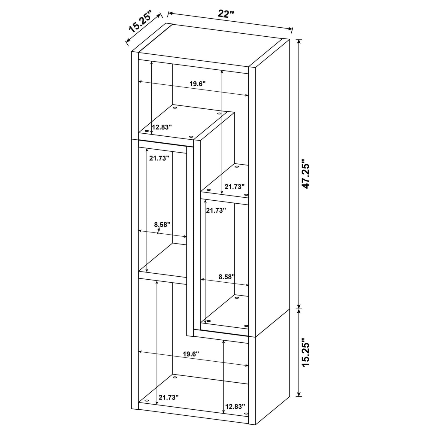 Convertable L-Shaped Bookcase With Open Shelves - White