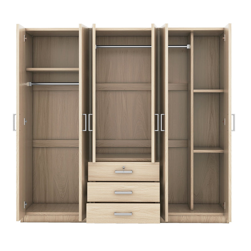 6 Doors Wardrobe Storage For Bedroom, With Big Drawers