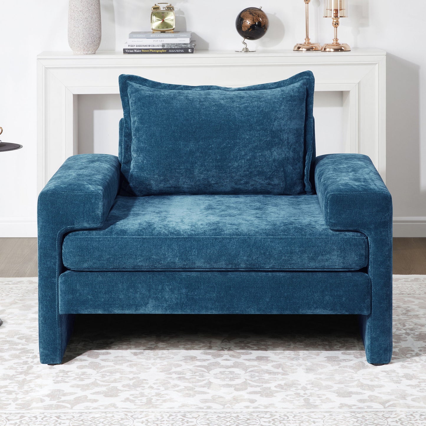 Upholstered Accent Chair With Wide Armrests And Ergonomic Back Support