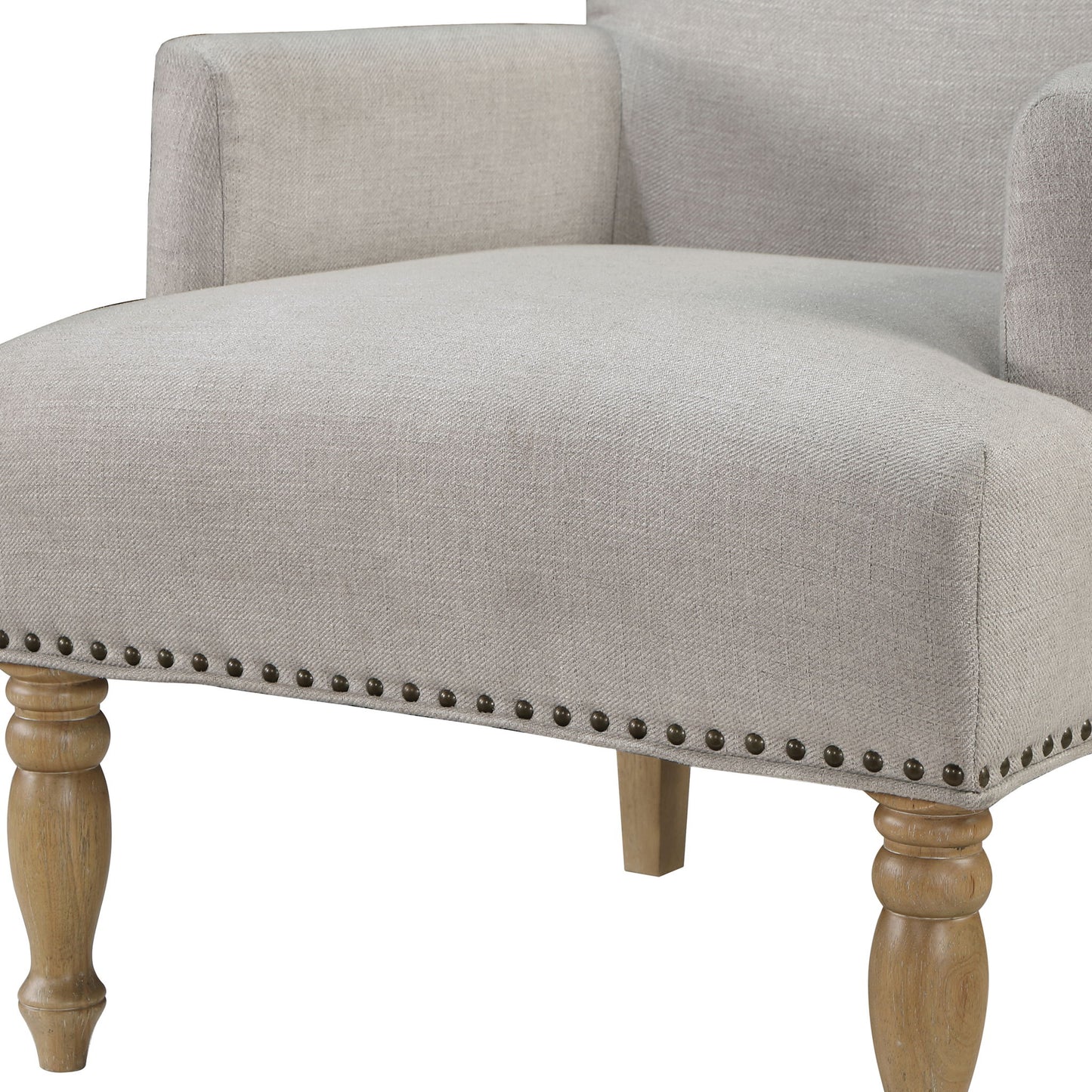 Alice - Upholstered Arm Chair With Nailheads - Beige