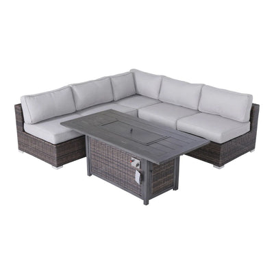 6 Piece Sectional Sofa Set With Cushions - Brown