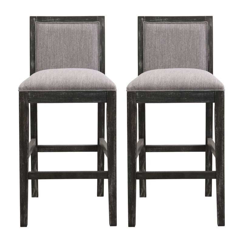 Bar Stools (Set of 2), Rubber Wood Frame, Retro Bar Chairs Suitable For Kitchen Island - Black / Gray