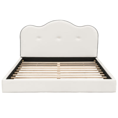 Upholstered Platform Bed With Sturdy Frame And Headboard
