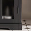 Modern Bathroom Vanity With Ceramic Sink, Tempered Blurred Glass Doors
