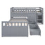 Loft Platform Bed With 7 Drawers And Full Guardrails, Modern L Shaped Space Savin