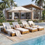 Chaise Lounge Set With 3 Position Adjustable Backrest, 2 Fold Cushion, Outdoor Recliner For Patio - Cream / Teak