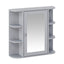 Bathroom Wall Storage Cabinet With Mirror And Adjustable Shelf, 6 Open Shelves