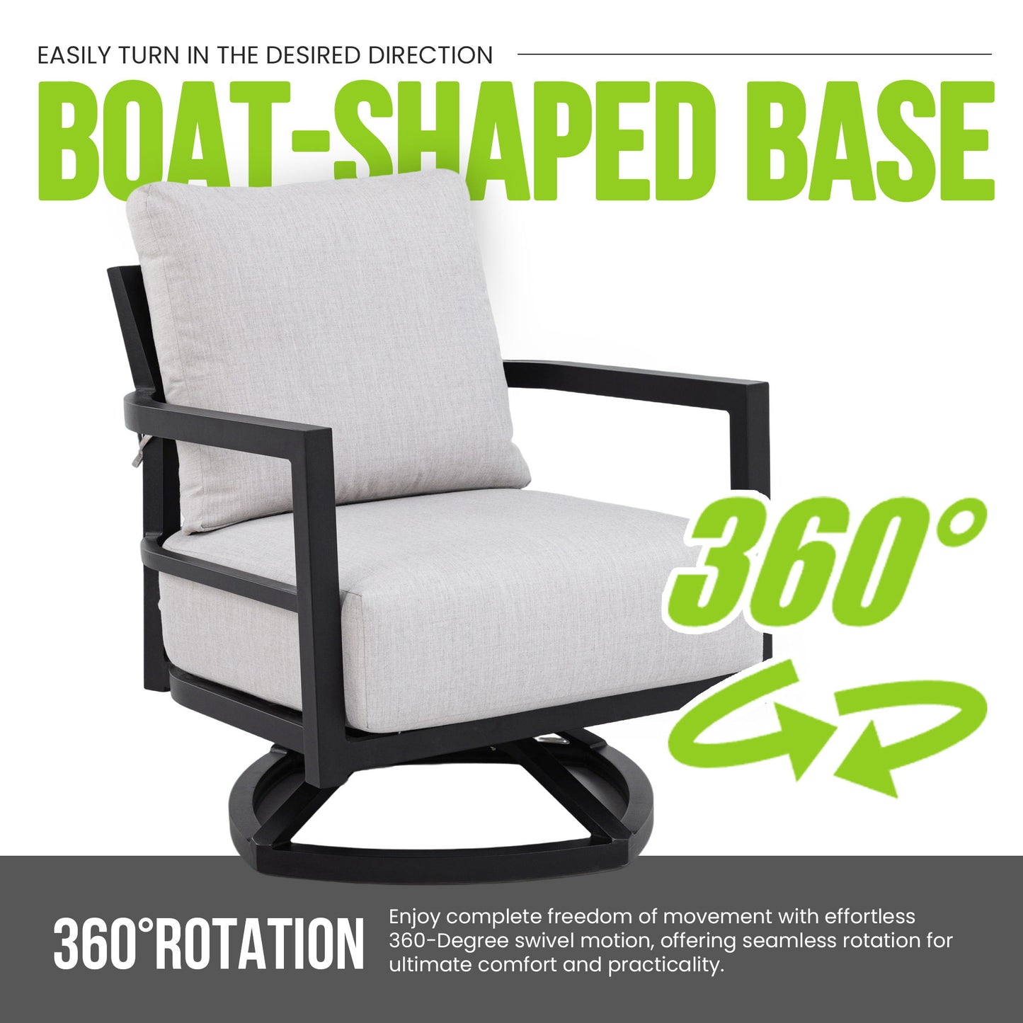6 Piece Outdoor Conversation Set With Swivel Chairs - Ember Black