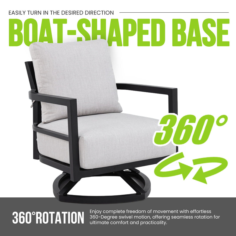 6 Piece Outdoor Conversation Set With Swivel Chairs - Ember Black