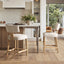 Penny - Round Arched Upholstered Counter Stool (Set of 2) - Travertine Beige