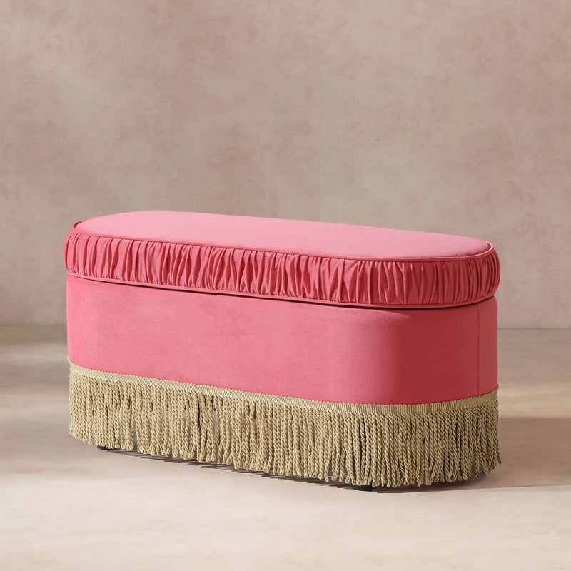 Serena - Otomana con almacenamiento ovalada de diseño contemporáneo