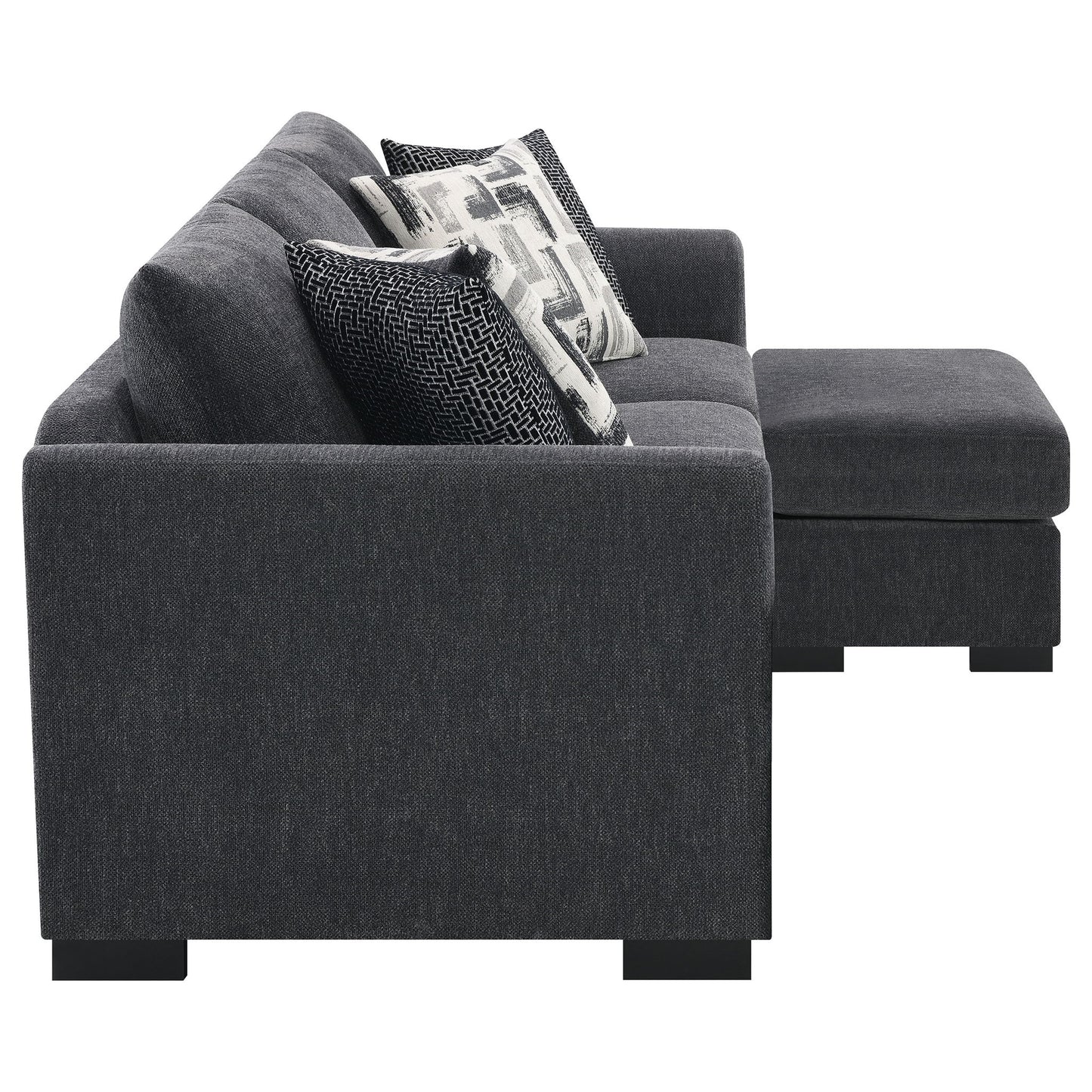 Pacheco - Upholstered Sleeper Sectional Chaise Sofa With Pocket Coils And Reversible Cushions - Dark Gray