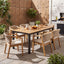 7 Piece Outdoor Dining Set With Table And 6 Chairs - Beige / Brown Mix / Light Teak / Teak