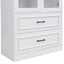 Arched Top Storage Cabinet With Fixed 2 Tier Shelves, 2 Large Drawers