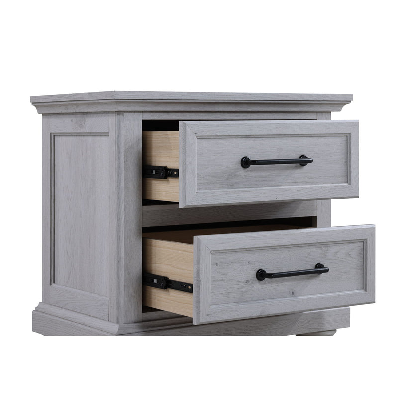 2 Drawer Nightstand With USB Charging Station - Cool Gray