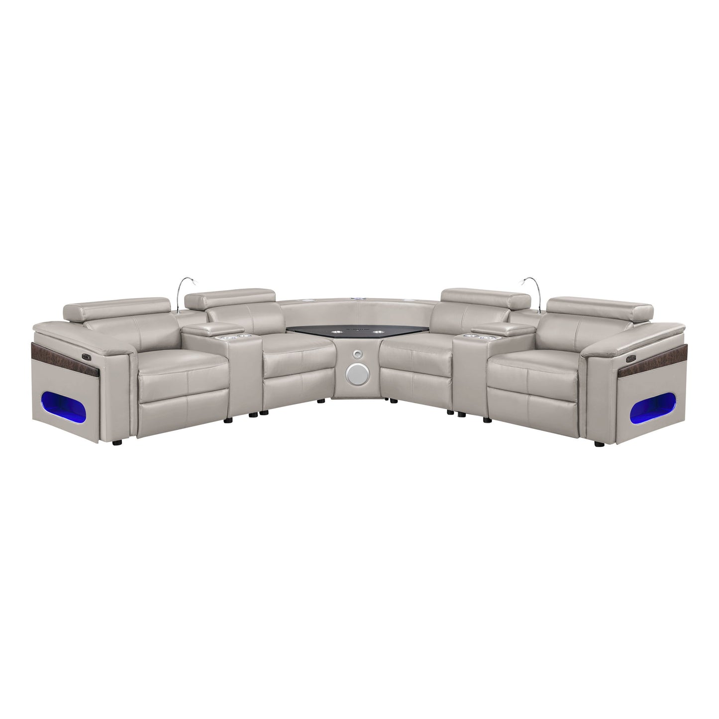 Nova - Sectional With Bluetooth Speaker, LED And Lifting Wine Cabinet