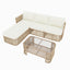Outdoor Modular Conversation Sofa With Cushions And Coffee Table - Beige