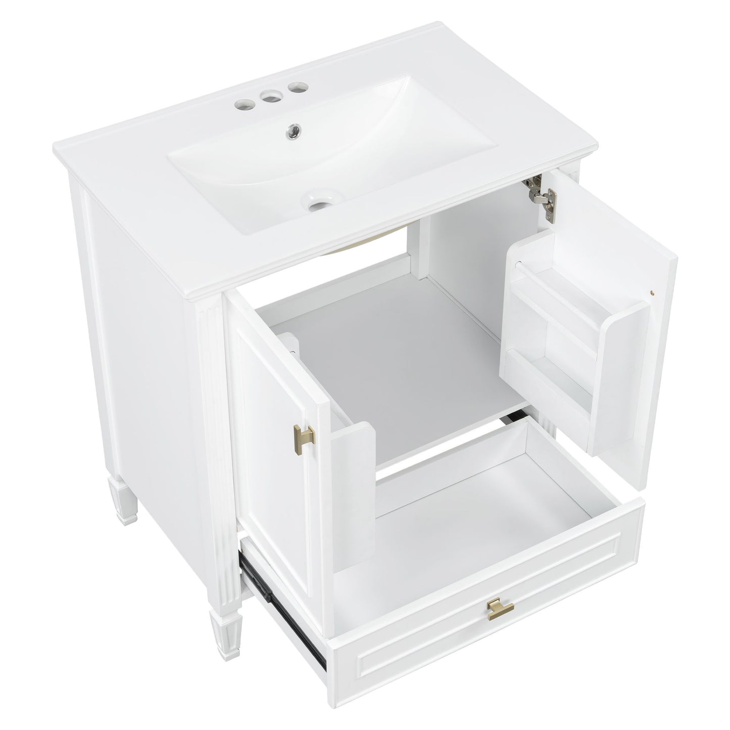 Freestanding Vanity With 1 Drawer & 2 Soft Close Doors With Door Mounted Storage