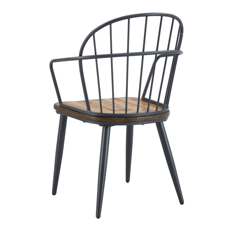 Silla de comedor industrial con patas de metal y abedul (Juego de 2) - Negro / Natural
