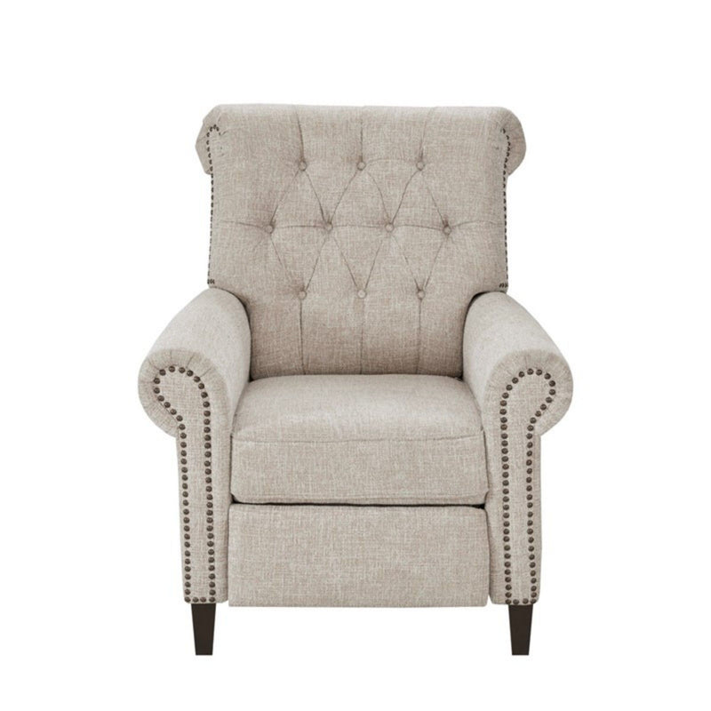 Aidan - Push Back Recliner Chair With Tufted Back And Nailhead Trim - Cream