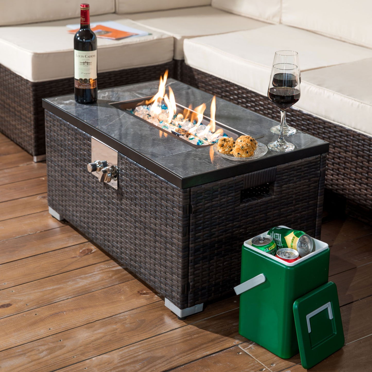 Outdoor Propane Fire Pit Table - Brown