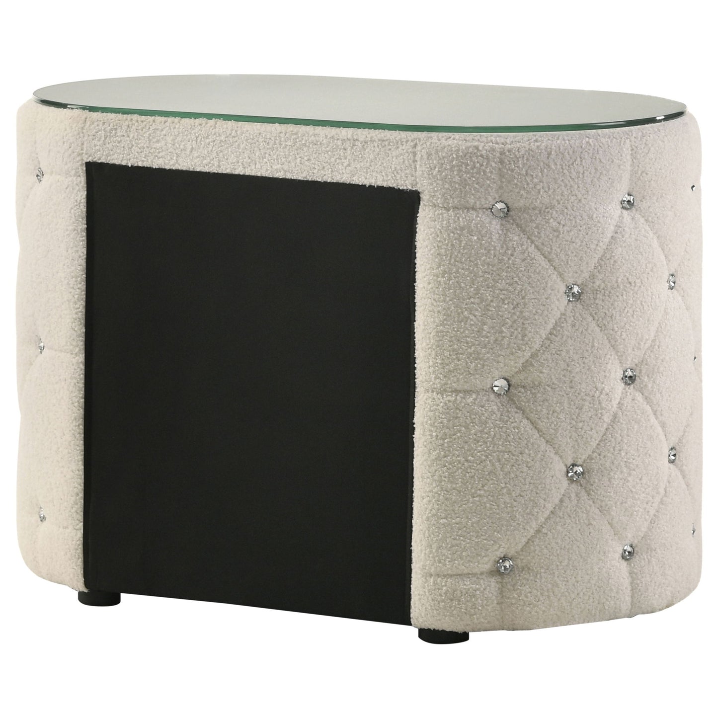 Santiago - Oval 2 Drawer Upholstered Nightstand - Ivory