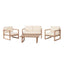 4 Pieces Acacia Wood Patio Furniture Set, Outdoor Furniture With Coffee Table, Patio Conversation Set Deep Seating With Soft Cushion, Porch Chairs For Backyard Porch Balcony - Brown Wash / Beige