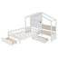 House Bed With Upholstered Sofa, Wireless Charging Station, Shelves And 2 Drawers