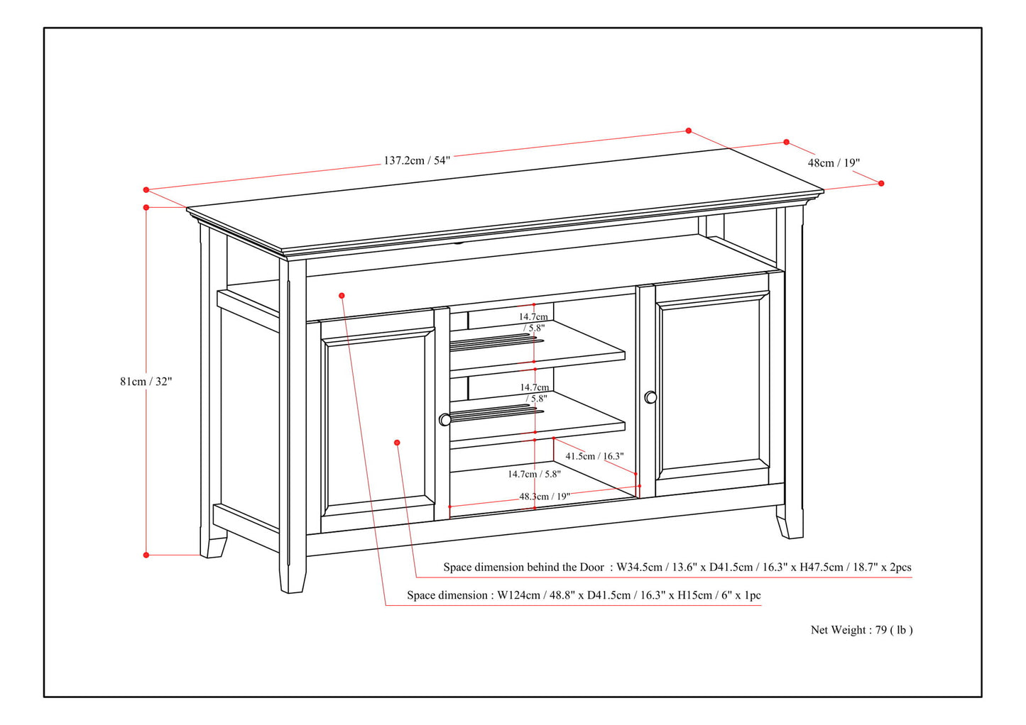 Amherst - TV Media Stand, Handcrafted