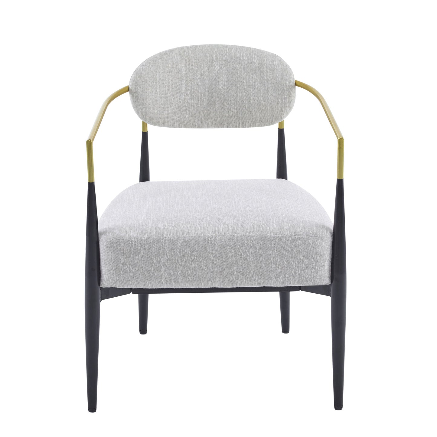 Upholstered Accent Armchair With Tapered Legs - Beige / Black / Gold