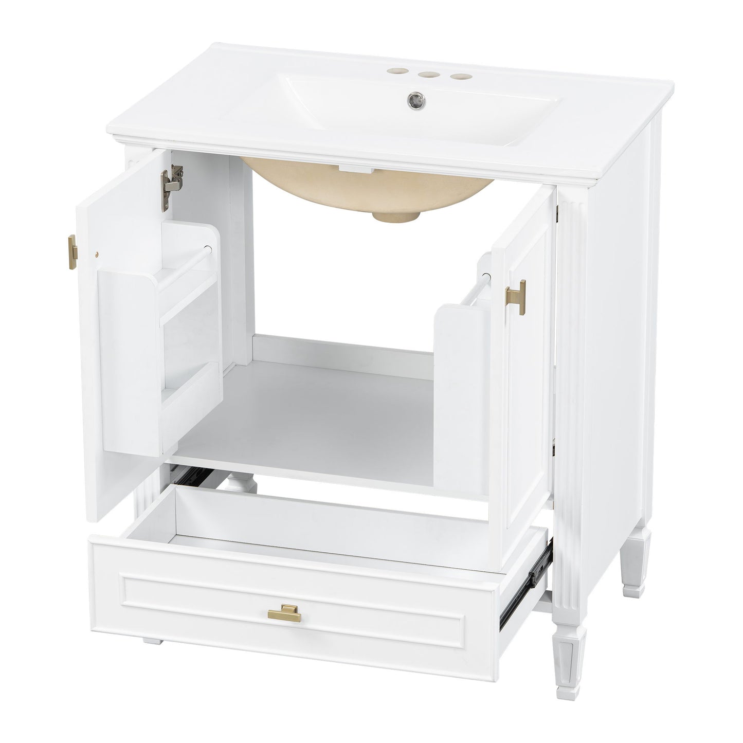 Freestanding Vanity With 1 Drawer & 2 Soft Close Doors With Door Mounted Storage