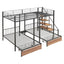 Full Over Twin-Twin Triple Bunk Bed With Drawers And Staircase - Black
