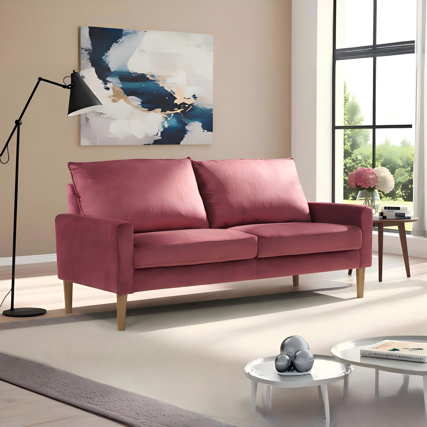 Upholstered Loveseat Sofa, 2 Seater Couch For Living Room Apartment