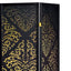 4 Panel Folding Screen With Diamond Scrollwork Motif - Black