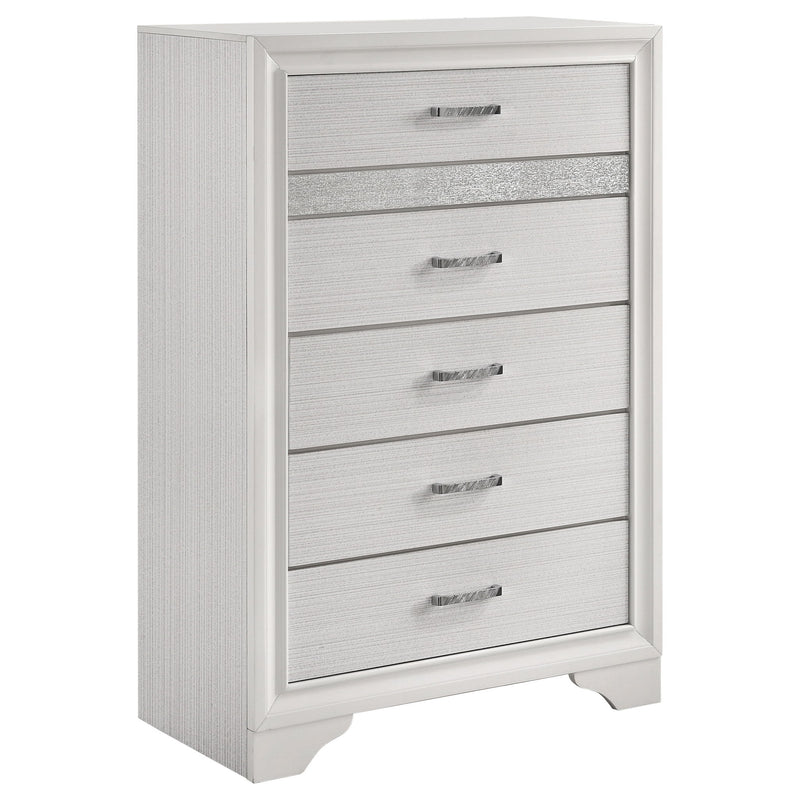 Modern Bedroom Set With Upholstered Headboard And Textured Storage