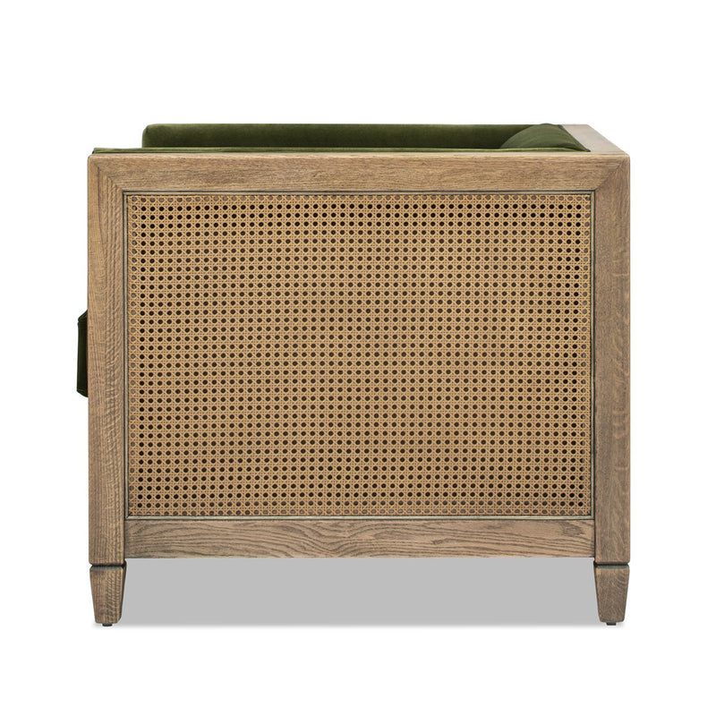 Georgia - Cane Tuxedo Armchair - Olive Green