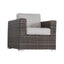 Rattan Wicker Patio Set With Cushions And Concrete Fire Pit