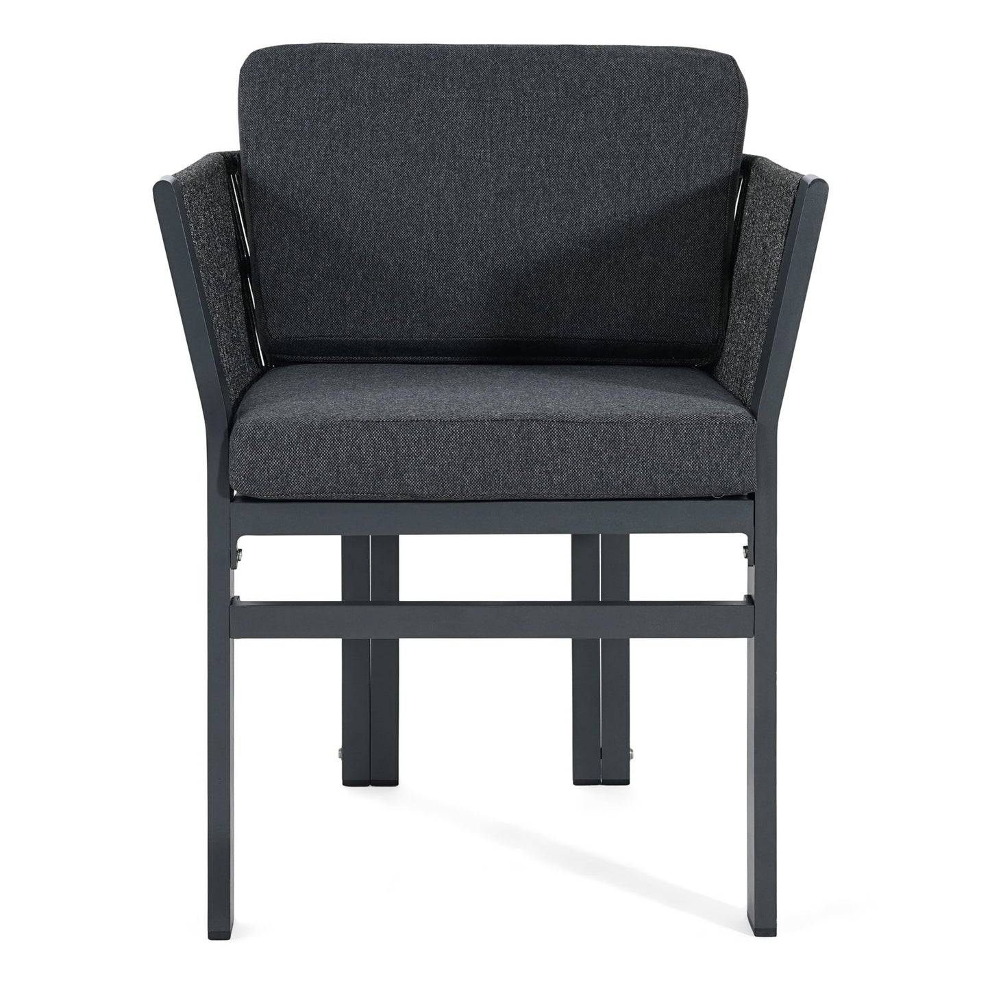 7 Piece Outdoor Dining Set With Table And 6 Chairs - Black / Teak / Gray