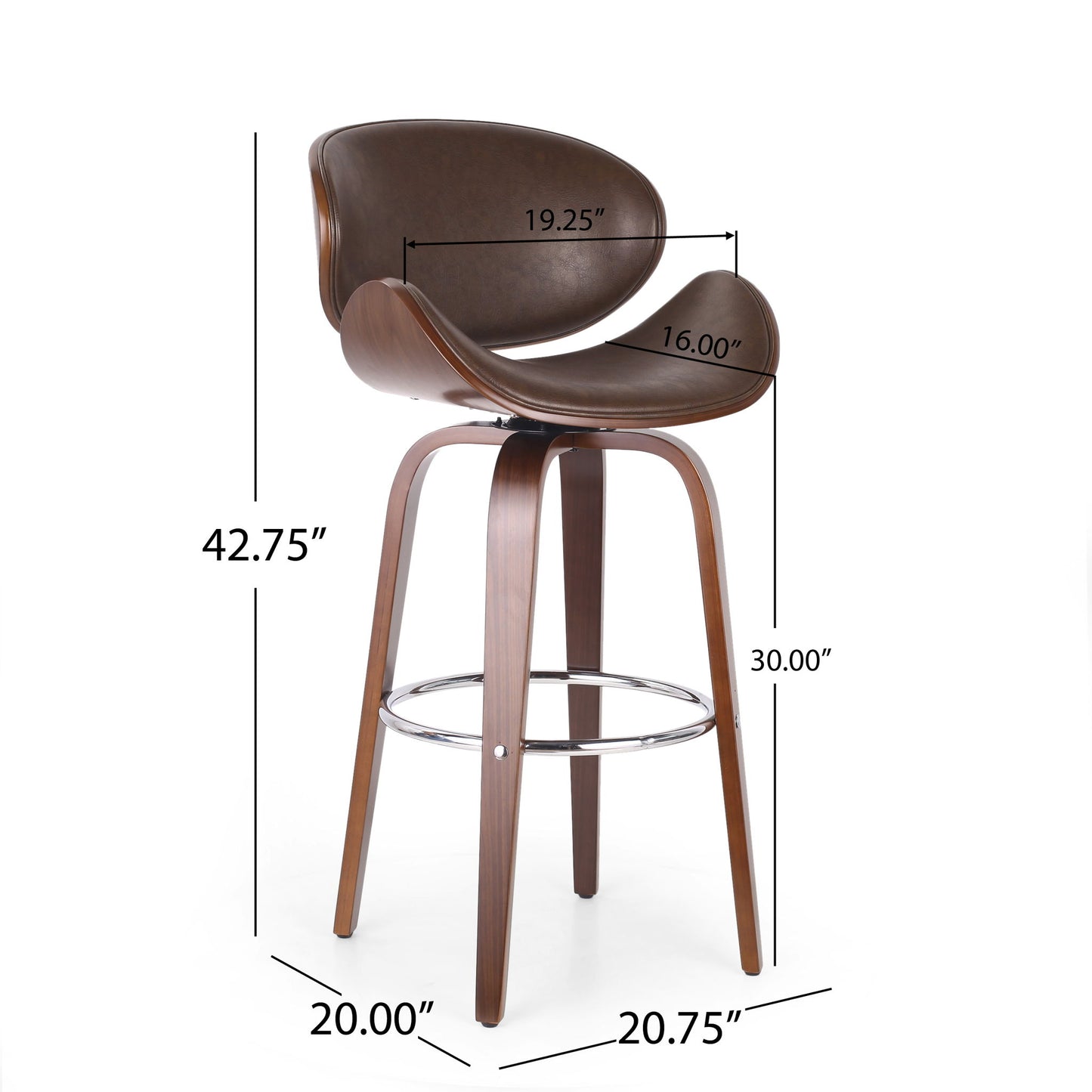 Lumos - Mid Century Modern Upholstered Swivel Barstool