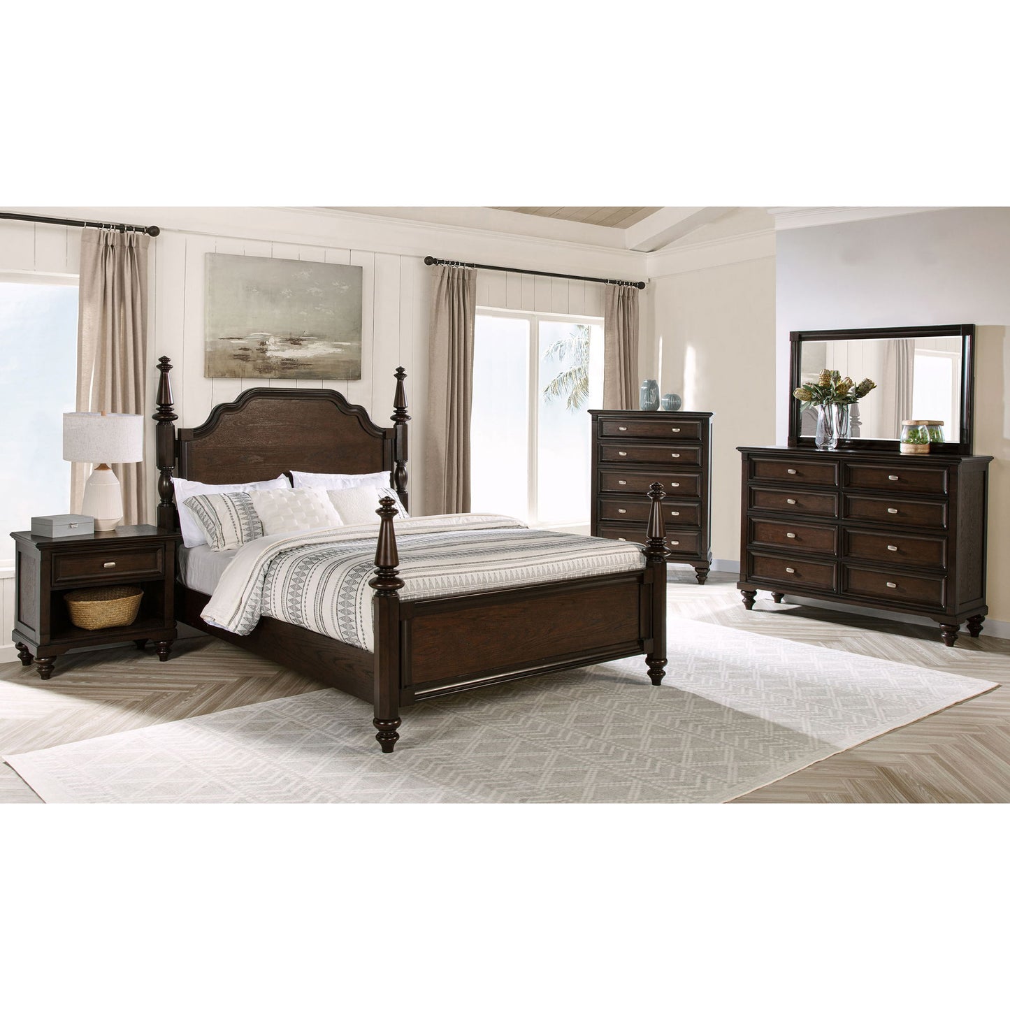 Berwick - 8 Drawer Dresser Cabinet With Felt Lined Drawers - Dark Oak