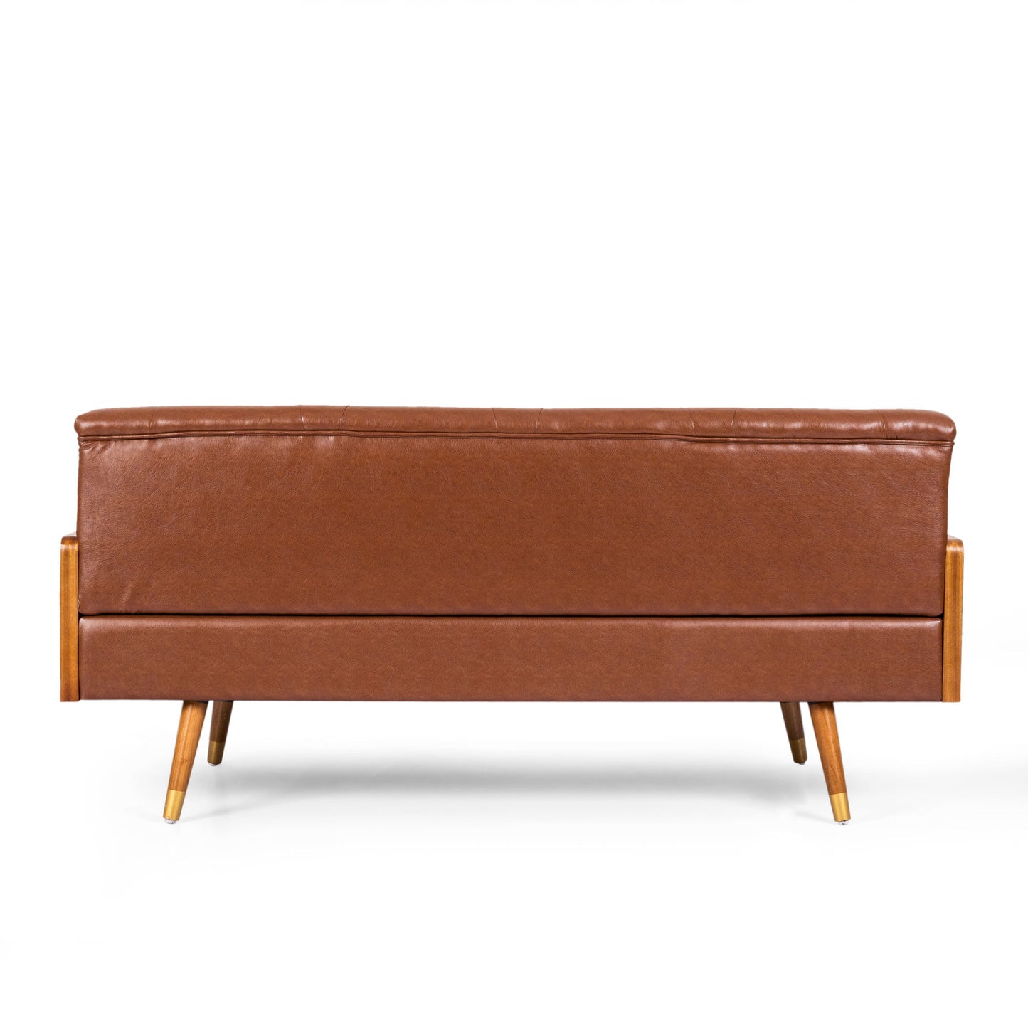 Adelaide - Tufted Sofa With Rolled Accent Pillows - Light Brown